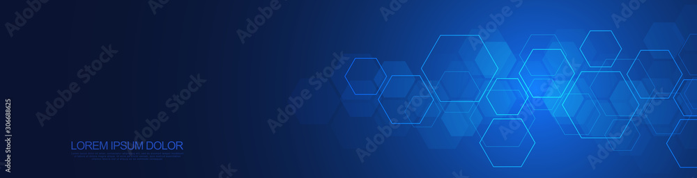 Vector hexagons pattern. Geometric abstract background with simple hexagonal elements. Medical, technology or science design.