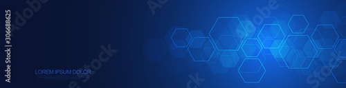 Vector hexagons pattern. Geometric abstract background with simple hexagonal elements. Medical, technology or science design.