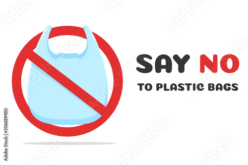Plastic bag vector. The concept of a campaign to reduce plastic bags.