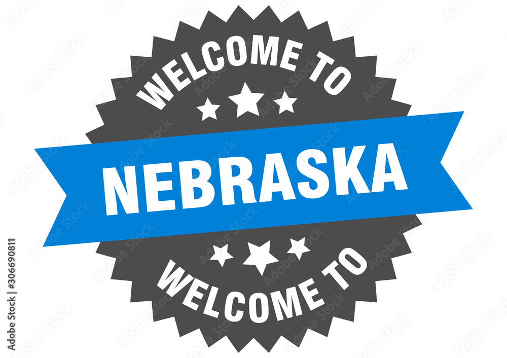 Fototapeta premium Nebraska sign. welcome to Nebraska blue sticker