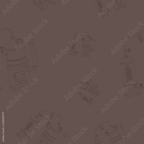 Seamless pattern with vintage distillation apparatus