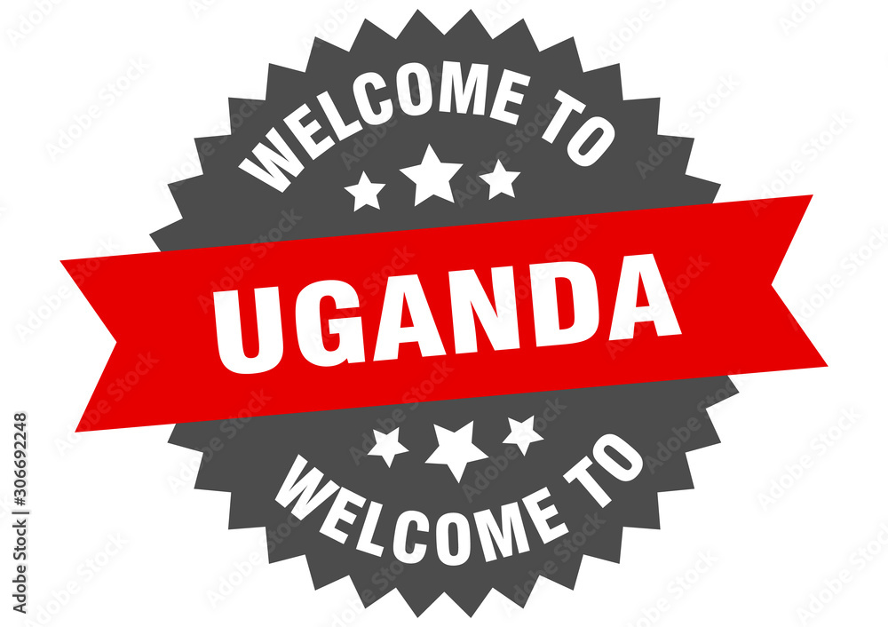 Uganda sign. welcome to Uganda red sticker Uganda sign. welcome to Uganda red sticker