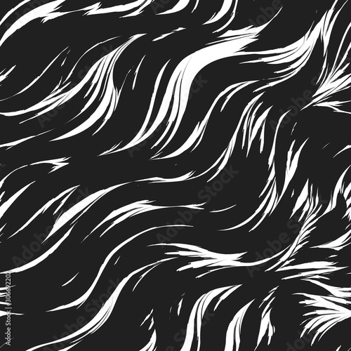 Wallpaper Mural Seamless vector pattern in black color from abstract waves and splashes. Water texture. Black strokes of paint on a white background. Torontodigital.ca