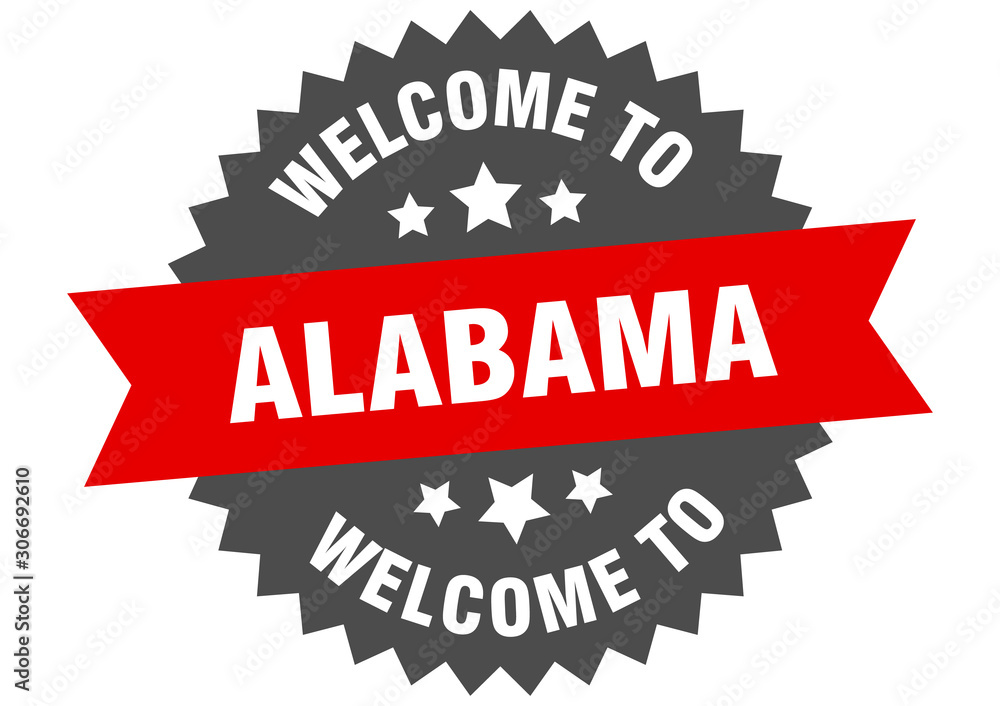Obraz premium Alabama sign. welcome to Alabama red sticker