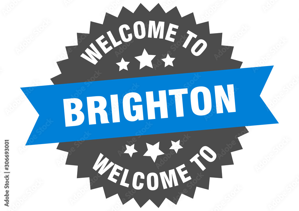 Fototapeta premium Brighton sign. welcome to Brighton blue sticker