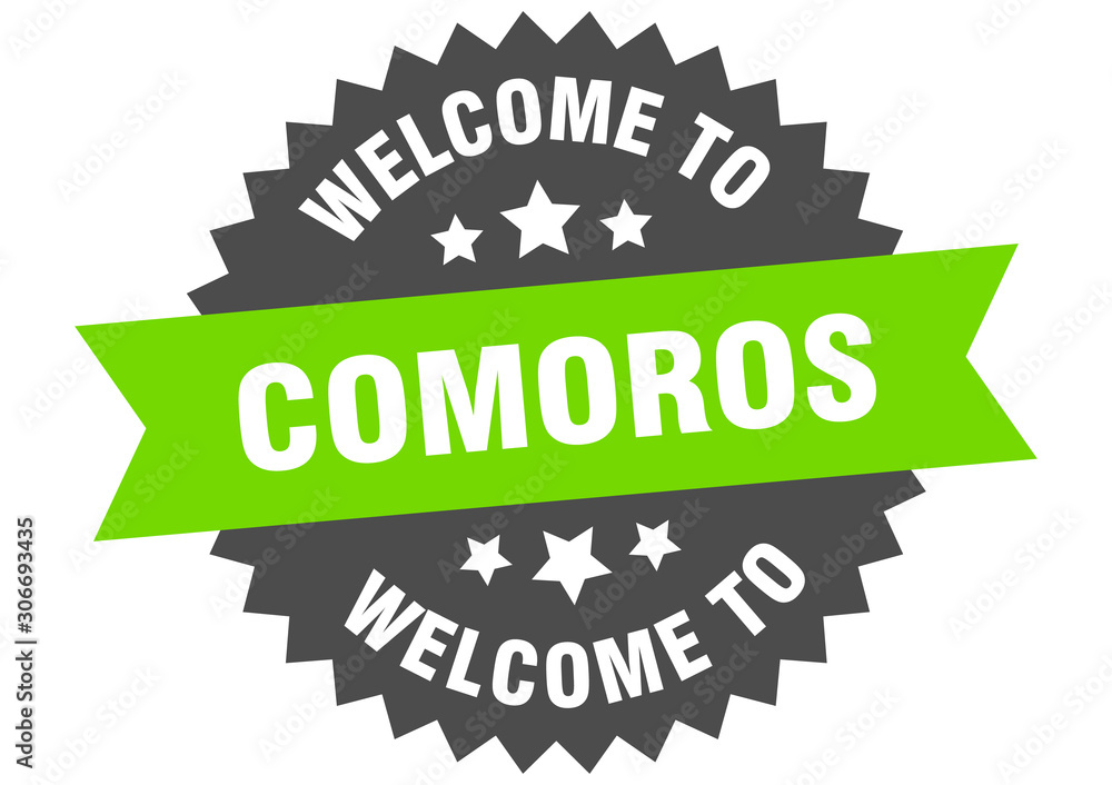 Fototapeta premium Comoros sign. welcome to Comoros green sticker