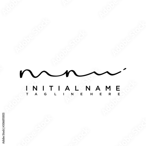 Initial letter MN Signature handwriting Logo Vector