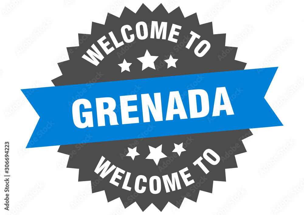 Grenada sign. welcome to Grenada blue sticker Grenada sign. welcome to Grenada blue sticker