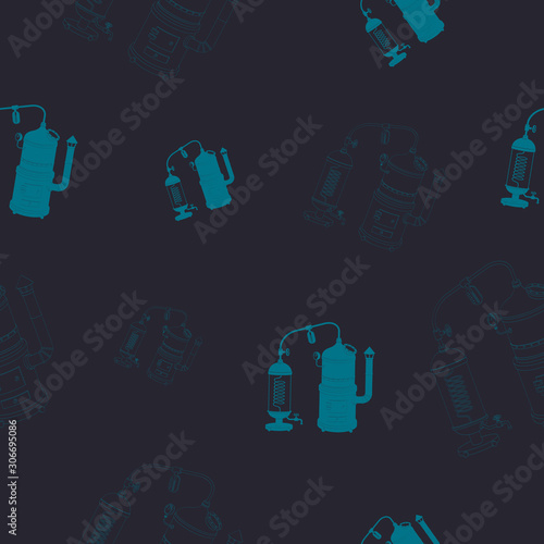 Seamless pattern with vintage distillation apparatus