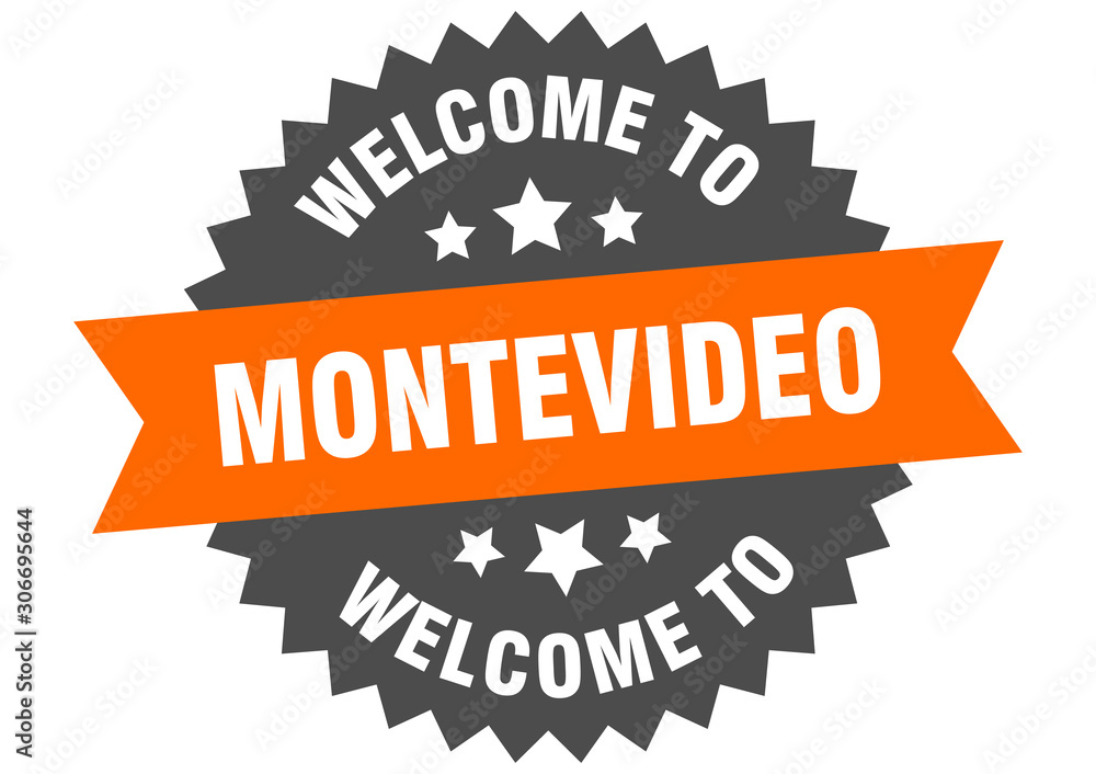 Fototapeta premium Montevideo sign. welcome to Montevideo orange sticker