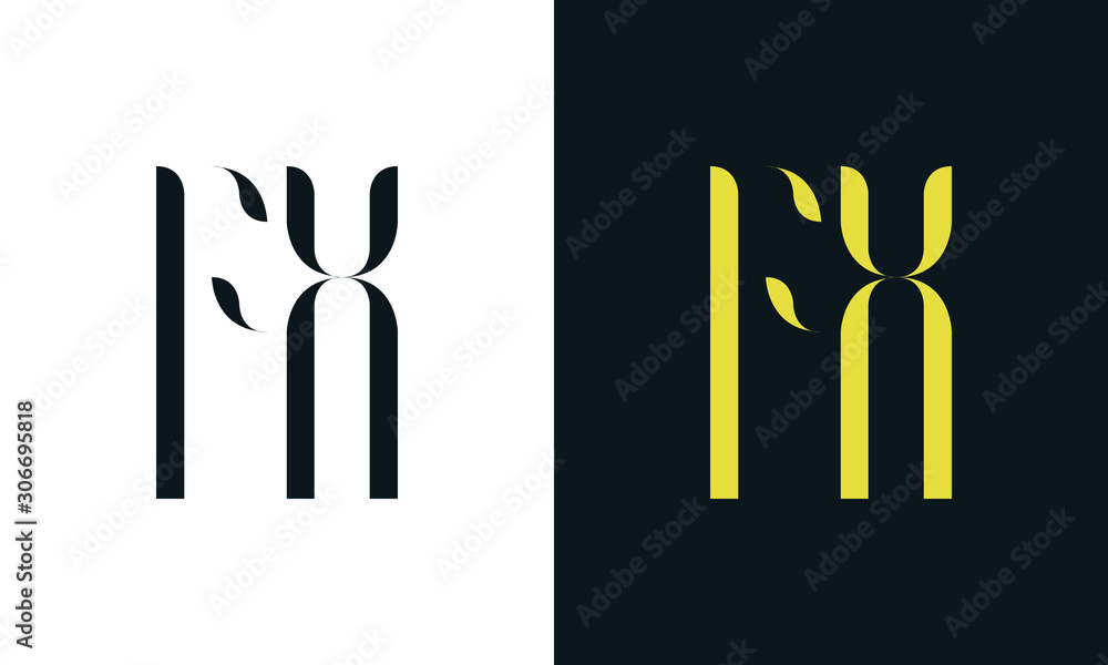 Abstract line art letter FX logo. This logo icon incorporate with two letter in the creative way. It will be suitable for Restaurant, Royalty, Boutique, Hotel, Heraldic, Jewelry.