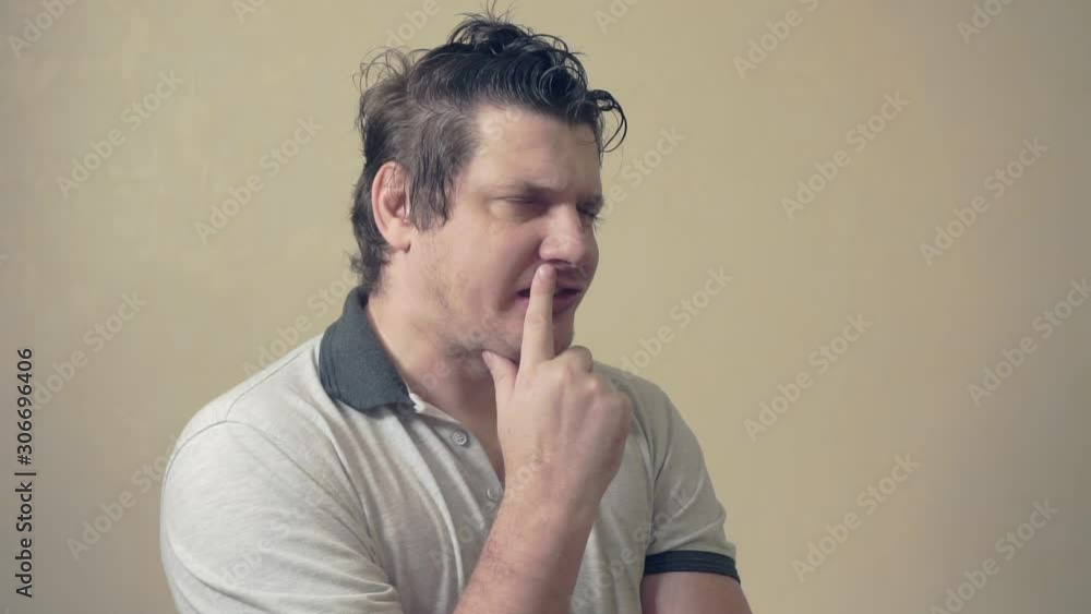 portrait of a modern funny pensive emotional man.humorous video portrait portrait of a modern funny pensive emotional man.humorous video portrait