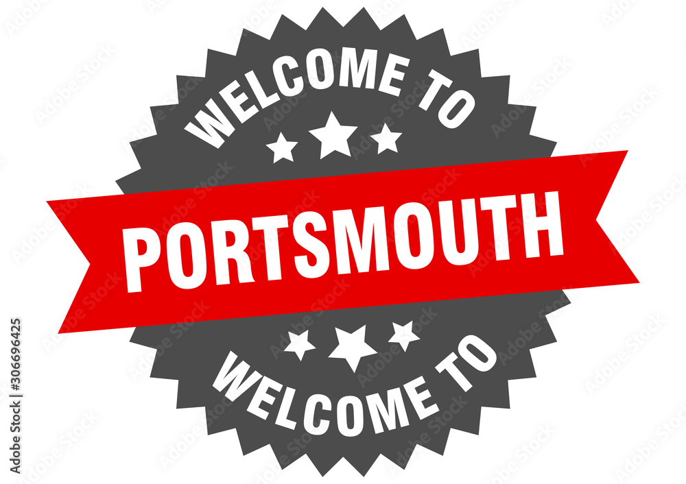 Portsmouth sign. welcome to Portsmouth red sticker Portsmouth sign. welcome to Portsmouth red sticker