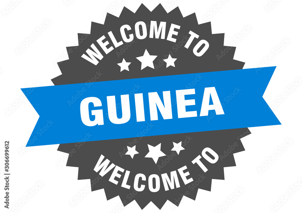 Guinea sign. welcome to Guinea blue sticker Guinea sign. welcome to Guinea blue sticker