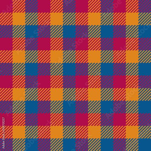 vector tartan plaid pattern in pink, blue and yellow colors