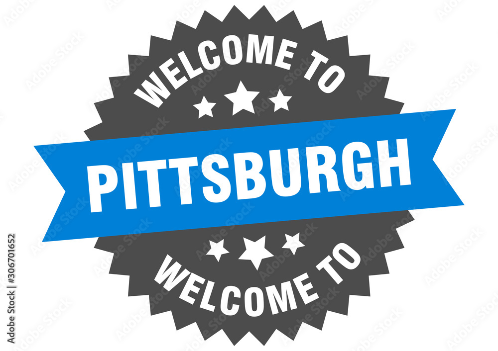 Fototapeta premium Pittsburgh sign. welcome to Pittsburgh blue sticker