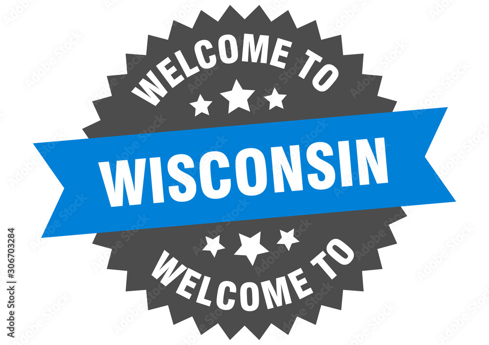 Fototapeta premium Wisconsin sign. welcome to Wisconsin blue sticker