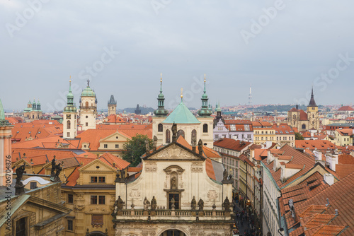 Wallpaper Mural Top view of old town, red roofs skyline in Prague,Czech republic Torontodigital.ca