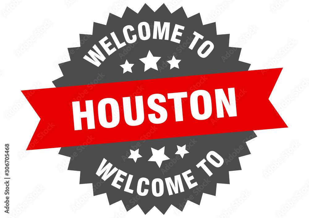 Houston sign. welcome to Houston red sticker Houston sign. welcome to Houston red sticker