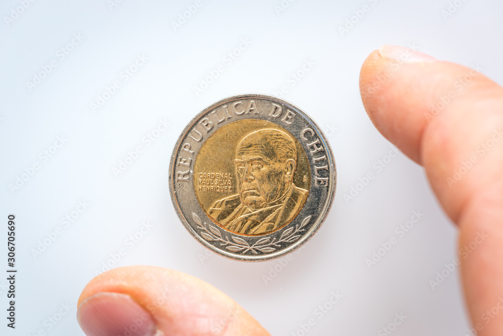 Chilean money, 500 pesos coin Chilean money, 500 pesos coin