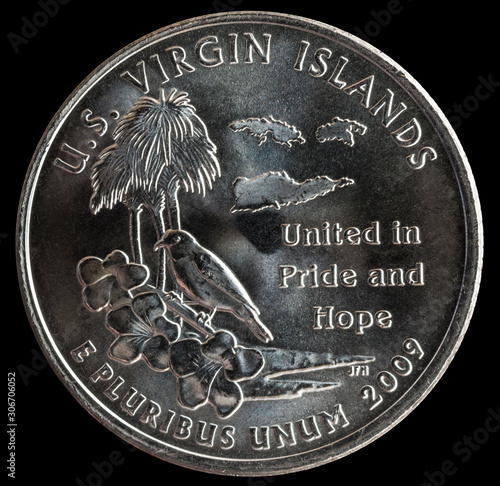 Coin 25 US cents. States and territories. US Virgin Islands photo