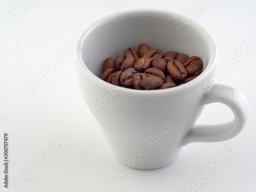 Close up of roasted black coffee beans