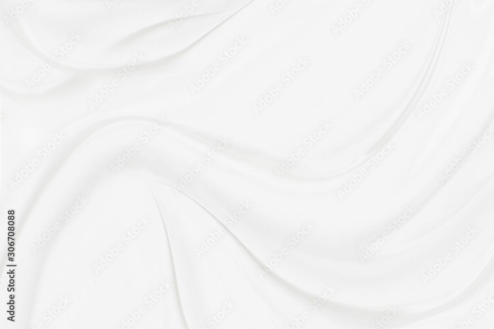 White silk cloth fabric wave overlapping with light and shadow. white and gray abstract texture background