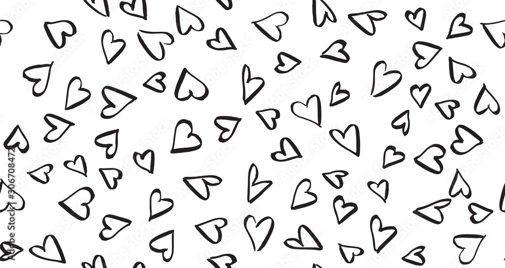 Hand drawn grunge hearts. Vector collections. Valentine's day. Vector illustration of red hearts.