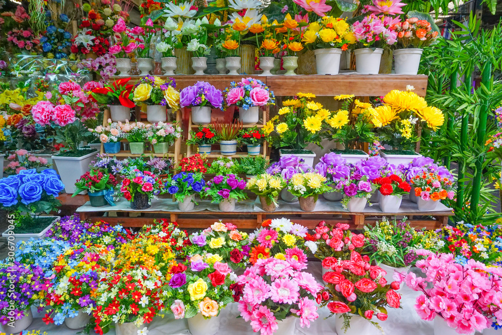 Flower shop at flower market.