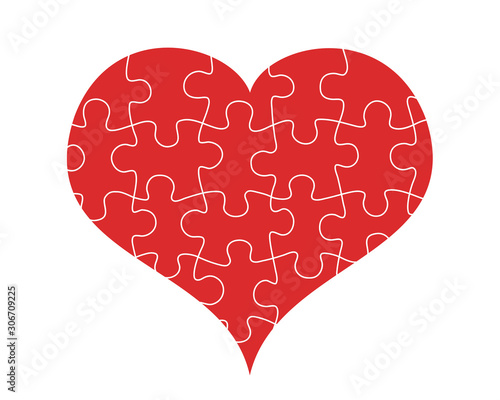 Partial parts and particles are combined, joined and united into one heart - polyamory, - love relationship include multiple lovers, partners and significant other. Isolated vector illustration.