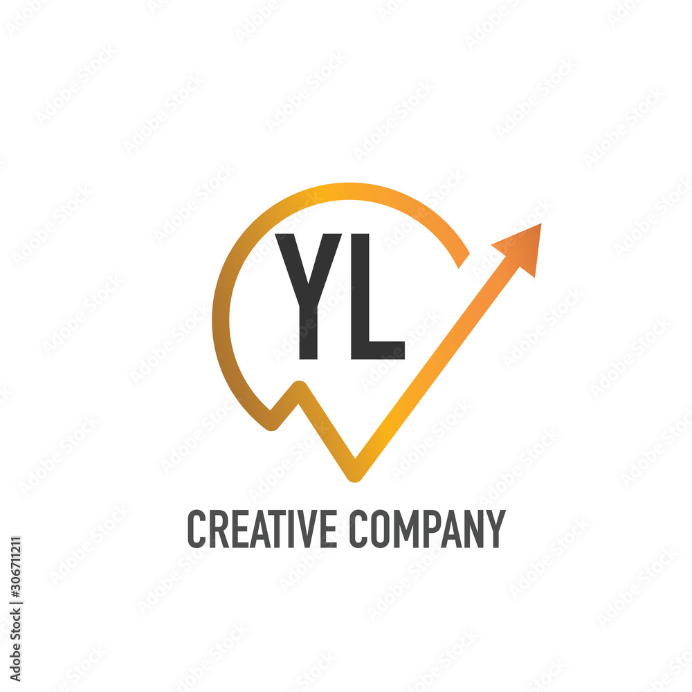 Initial YL Logo Design Vector Template. Creative Circle Letter YL