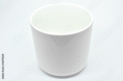 ceramic cup arranging on white background