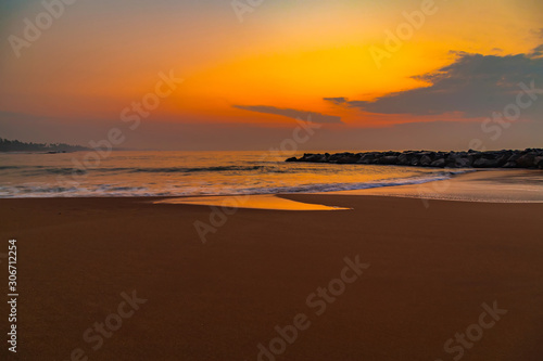 Beautiful tropical beach at sunset or sunrise Low tide