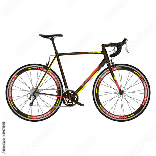 Race road bike isolated bicycle on white. Realistic