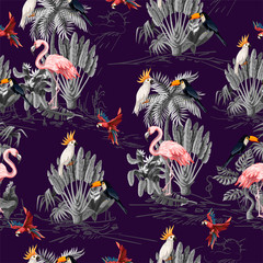 Sierkussen Tropische print patronen Exotisch junglepatroon met wilde dieren  © Yumeee