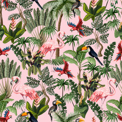 Sierkussen Tropische print patronen Jungle dieren bloemen en bomen  © Yumeee