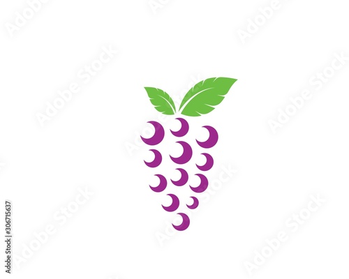 Grape fruits with leaf icon vector illustrtion