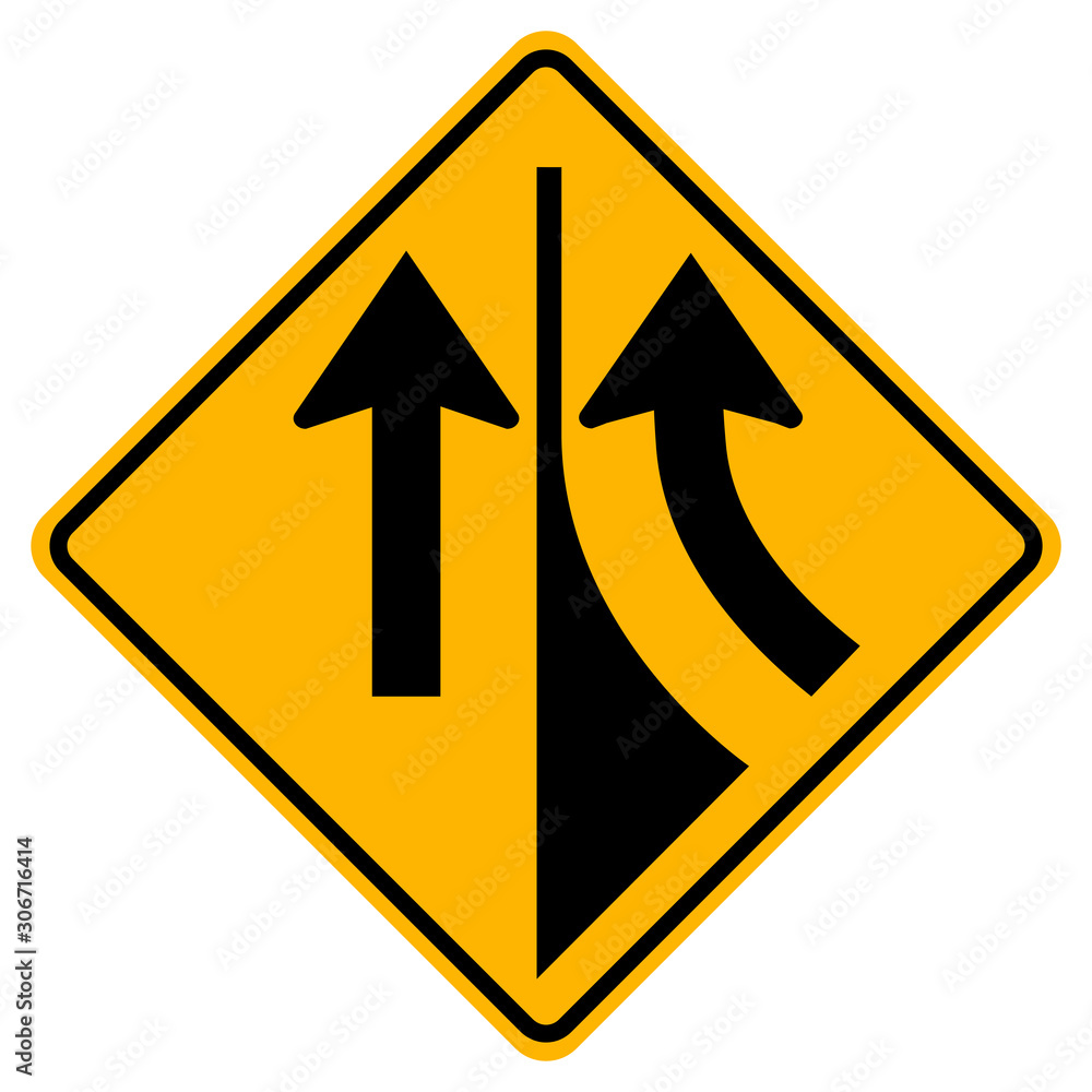 Warning road sign merging from the right,Vector Illustration, Isolate On White Background Label. EPS10 Warning road sign merging from the right,Vector Illustration, Isolate On White Background Label. EPS10