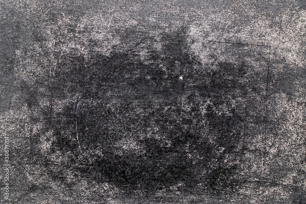Naklejka premium Grunge white color chalk texture on blank blackboard background with copy space