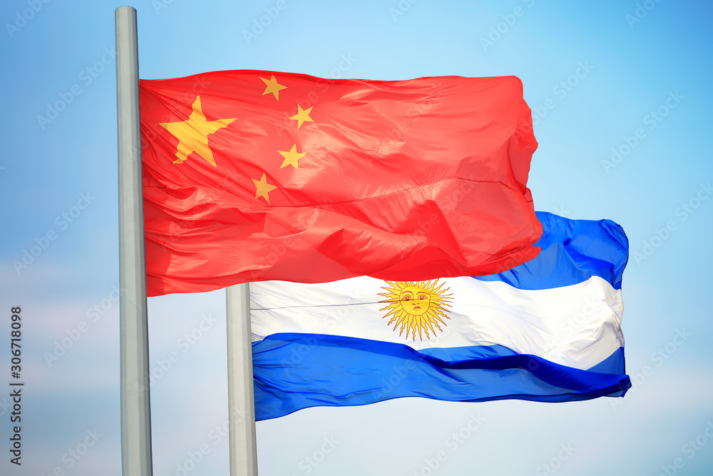 Naklejka premium Flags of China and Argentina
