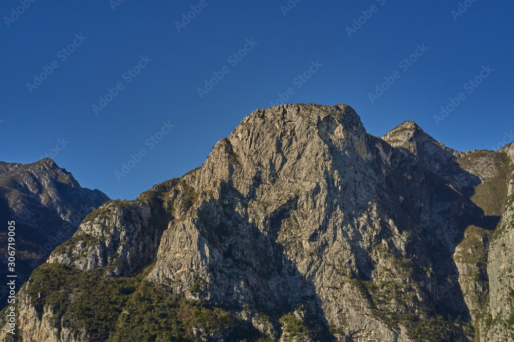 Panoramic view of the rocks in the background clear blue sky.