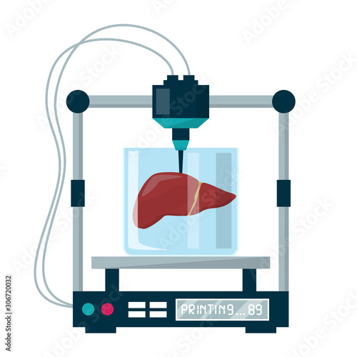 3D bioprinting vector isolated. Medical equipment for organ