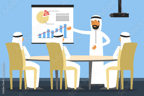 Arab businessman on the office meeting. Conference room