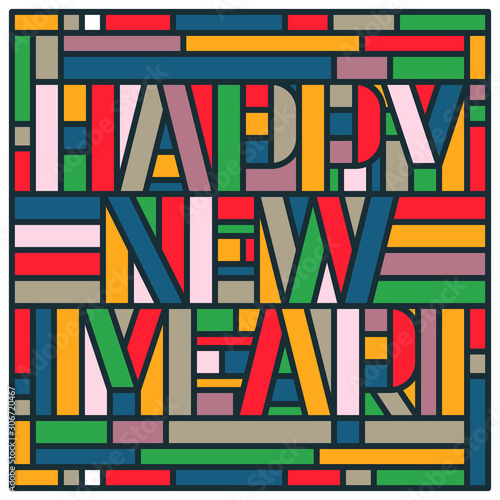 Happy New Year Abstract Typography Background