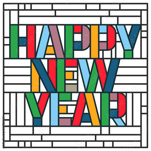 Happy New Year Abstract Typography Background