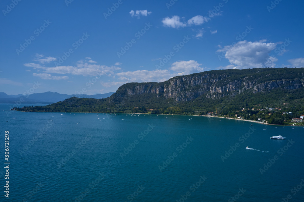 Panoramic view of the resort town of Garda the north of Italy. Aerial photography.