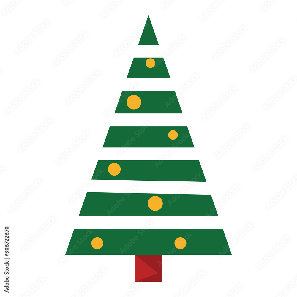 Green christmas tree vector isolated. Green fur with decoration Green christmas tree vector isolated. Green fur with decoration
