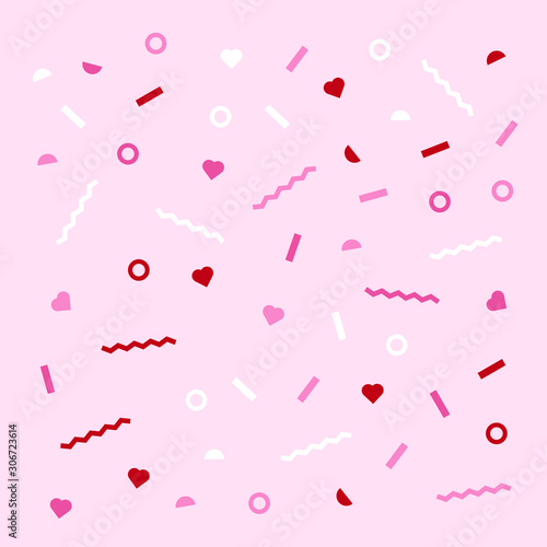 Pink confetti party heart pattern