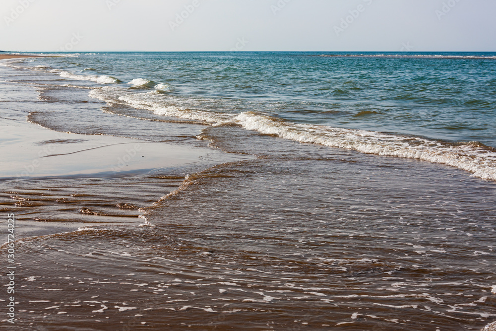 Fototapeta premium Normandy, France. Omaha Beach. Dog Green Sector. Landing of American 29th Infantry Division in World War Two. 