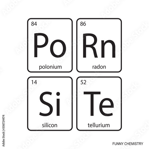 The chemical elements of the periodic table,funny phrase-PoRn SiTe isolated on white background.